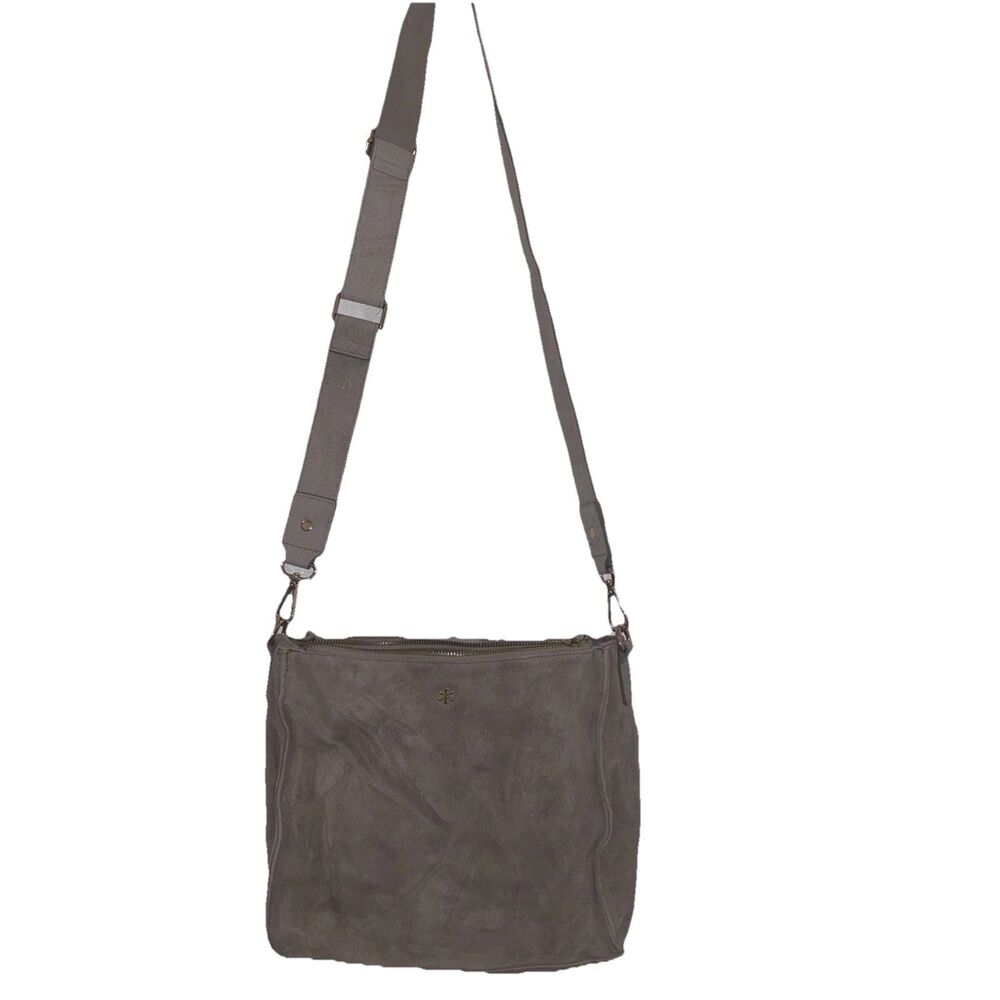 Erin Condren Beige Leather Suede  Bag Crossbody Handbag Adj Strap